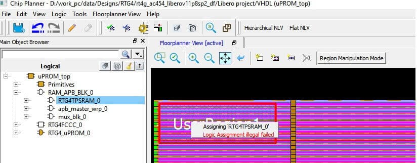 Sub level logical blocks cannot be assigned to regions in Chip Planner