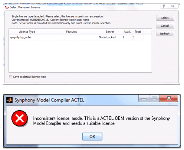 License Error While Invoking Synphony from MATLAB