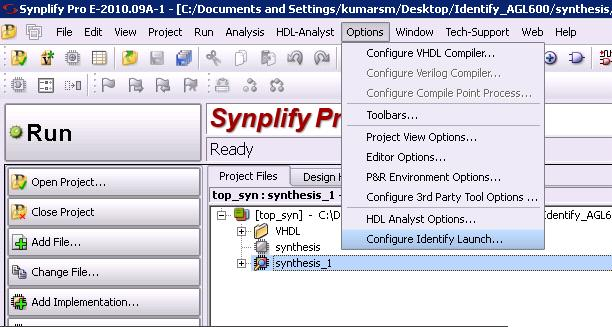Identify E-2011.03A version cannot be launched from Synplify Pro E-2011.03A