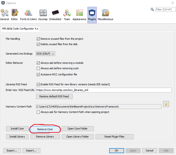 Downgrading MCC Versions on MPLAB