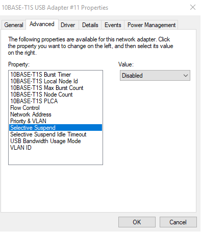 EVB-LAN8670-USB Windows driver does not support TCP offload