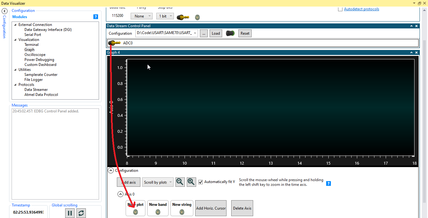 Microchip Studio: Plotting various data types on the data visualizer graph