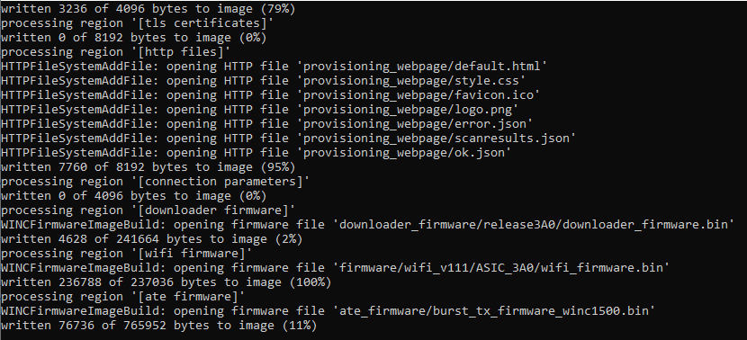 WINC1500 : Using Image Tool to build firmware image, gain table and ...