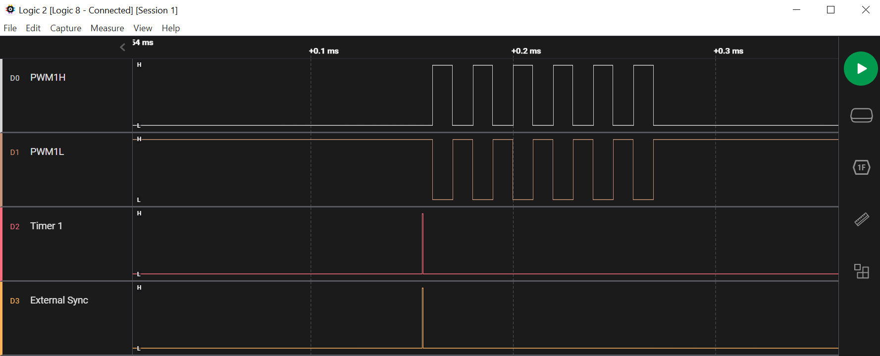 PWM synchronization with an external signal using sync PWM Control ...