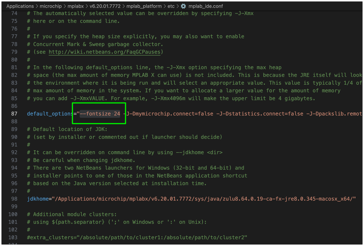 How to increase the font size of the 'Watches' tab in MPLAB X IDE?