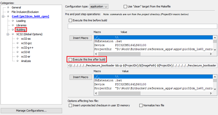 MPLAB X Project Build Failure due to Path length or Post-Build error