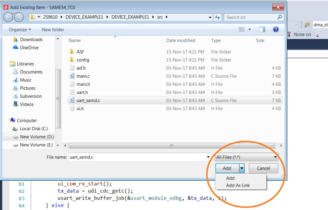 [KB:000007609] Adding files from external directory in Microchip Studio