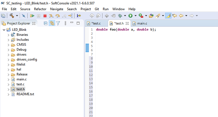 How to add new .c or .h file in existing SoftConsole project?