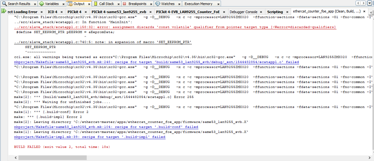 EtherCAT LAN925x FoE Example Compiling Errors Resolution