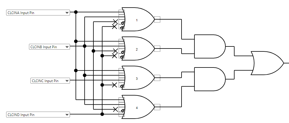 Logic gate implementation using CLC peripheral of 16 bit devices in MCC ...