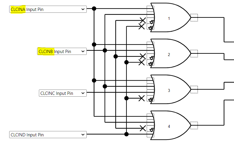 Logic gate implementation using CLC peripheral of 16 bit devices in MCC ...