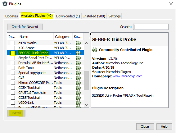 Is the SEGGER J-Link debug probe supported by MPLAB X IDE/IPE?