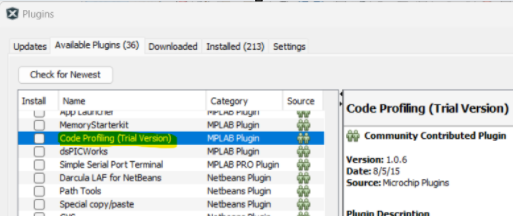 MPLAB X, Code Profiling options for 16-bit microcontrollers