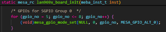 Serial GPIO (SGPIO) Customization in Microchip Ethernet Board API (MEBA)
