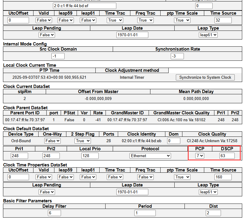 QoS configuration for PTP frames for ISTAX switches